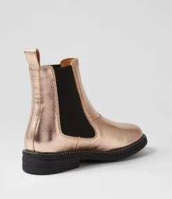 Chelsea Rise Boot Rose Gold Foil Leather Chelsea Boots