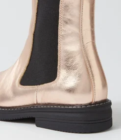 Chelsea Rise Boot Rose Gold Foil Leather Chelsea Boots