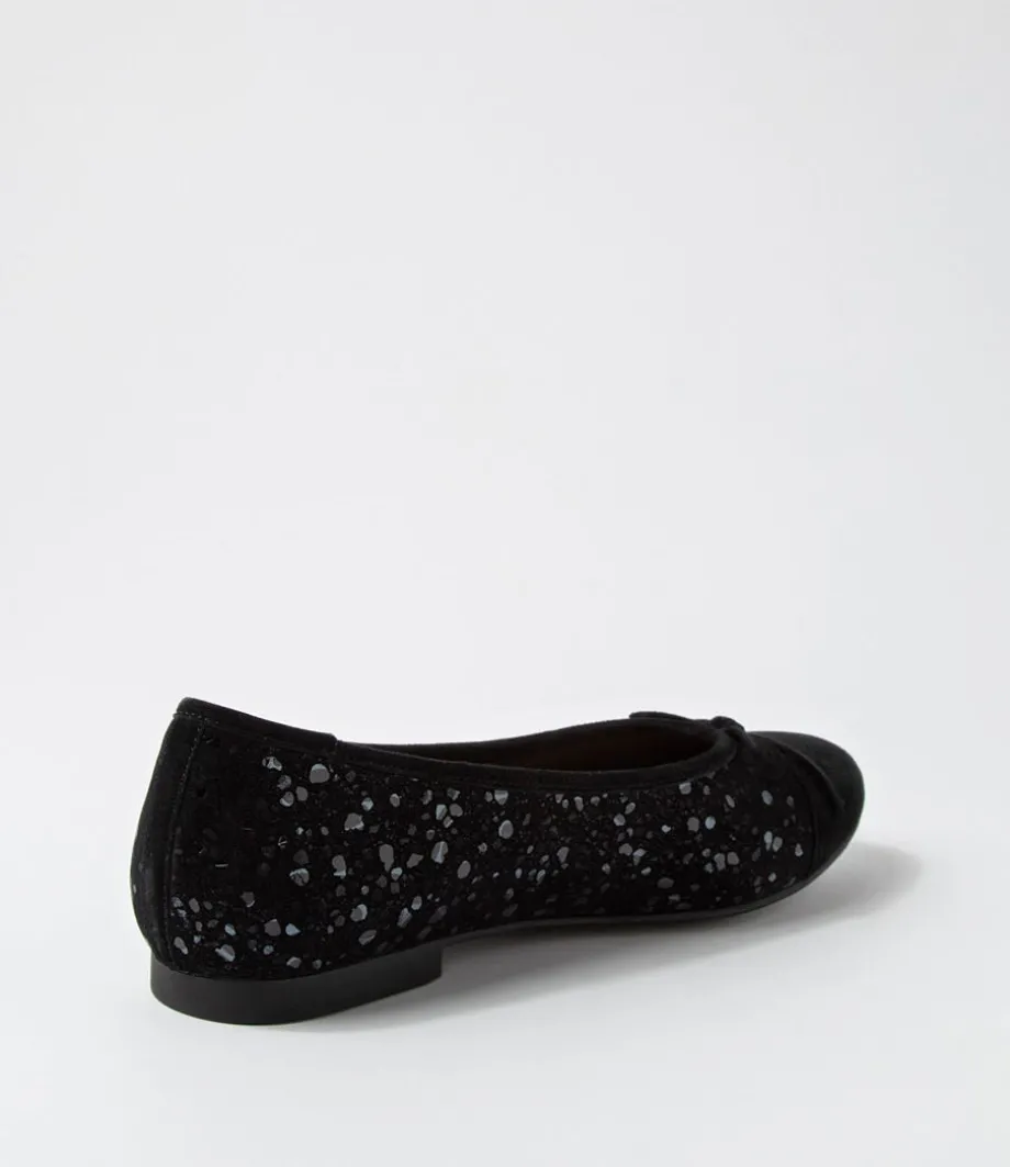 Chelsea Xf Black Sparkle Suede Ballet Flats