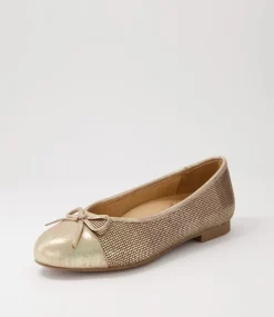 Chelsea Xf Gold Leather Cut Leather Ballet Flats