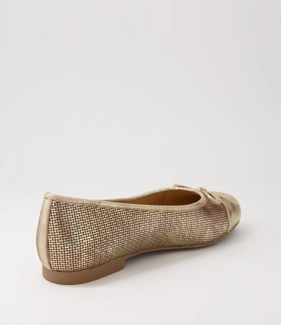 Chelsea Xf Gold Leather Cut Leather Ballet Flats