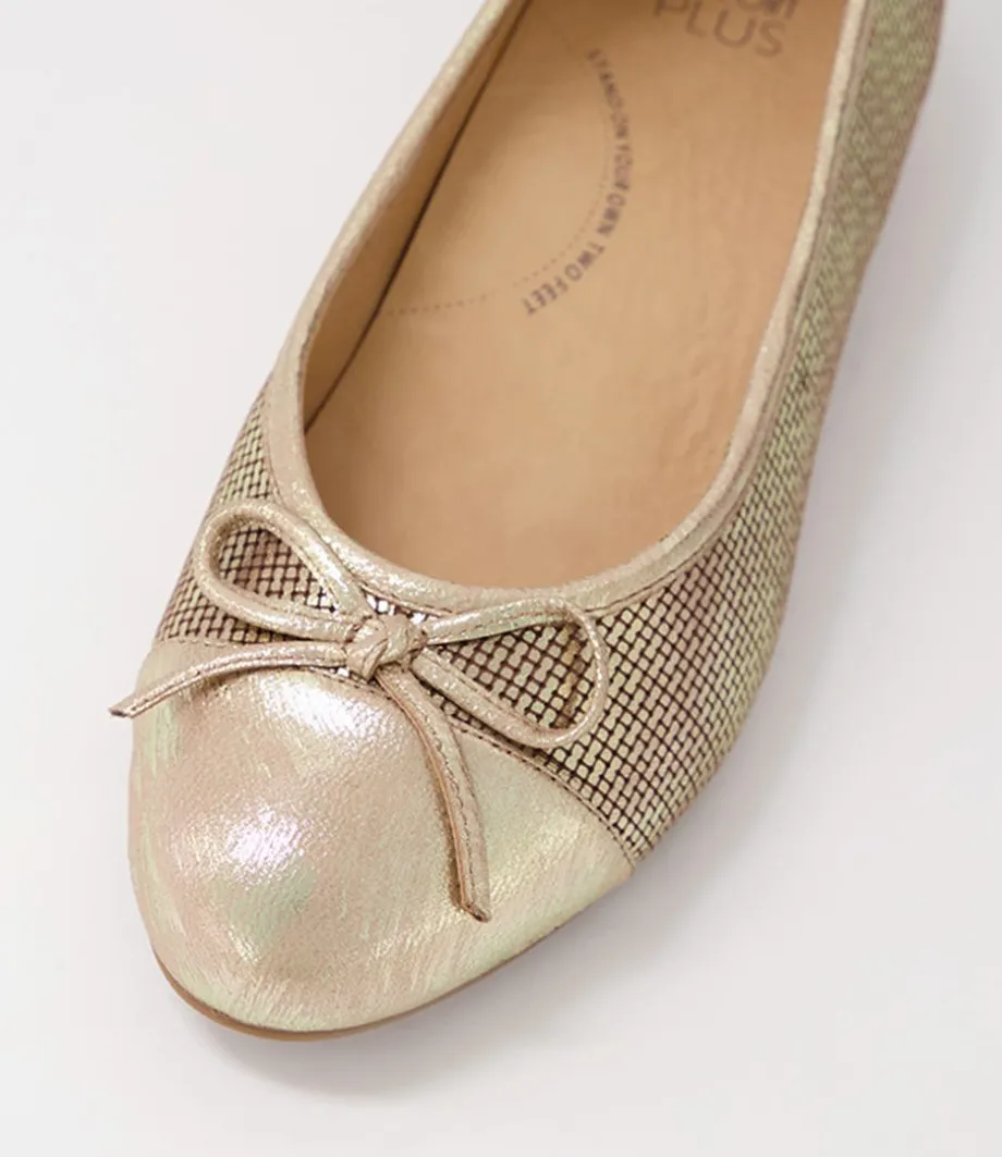 Chelsea Xf Gold Leather Cut Leather Ballet Flats