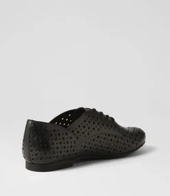 Clarey Xf Black Leather Lace Up Flats