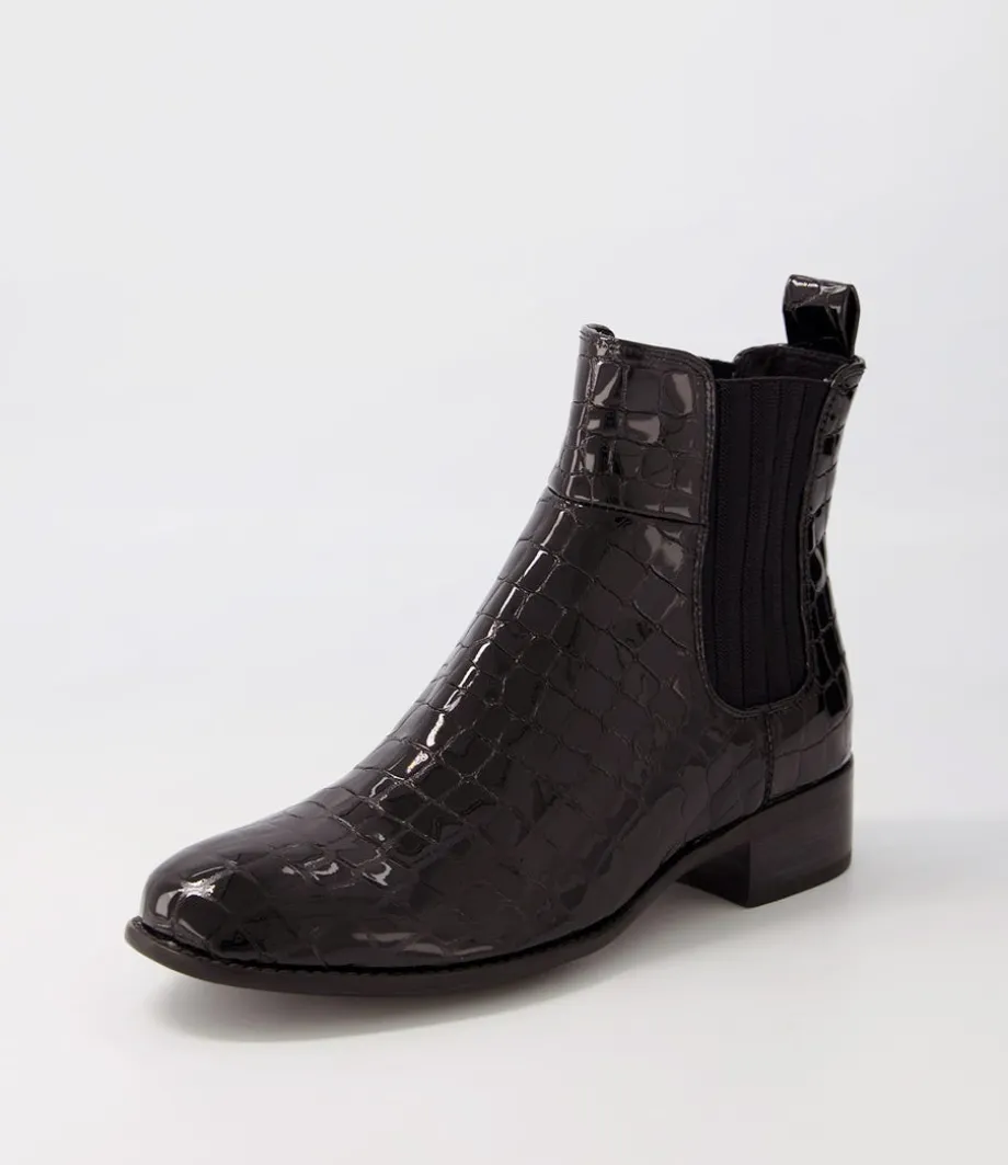 Cohen Black Patent Croc Chelsea Boots