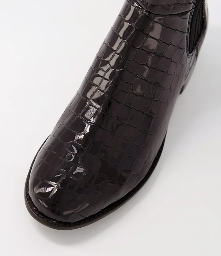 Cohen Black Patent Croc Chelsea Boots