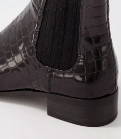 Cohen Black Patent Croc Chelsea Boots