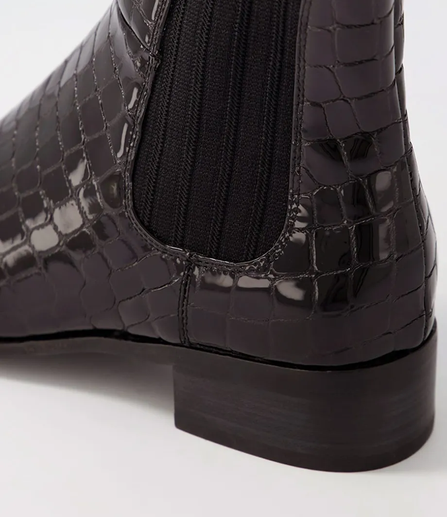 Cohen Black Patent Croc Chelsea Boots