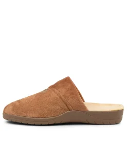 Comfy W Caramel Microsuede Slippers
