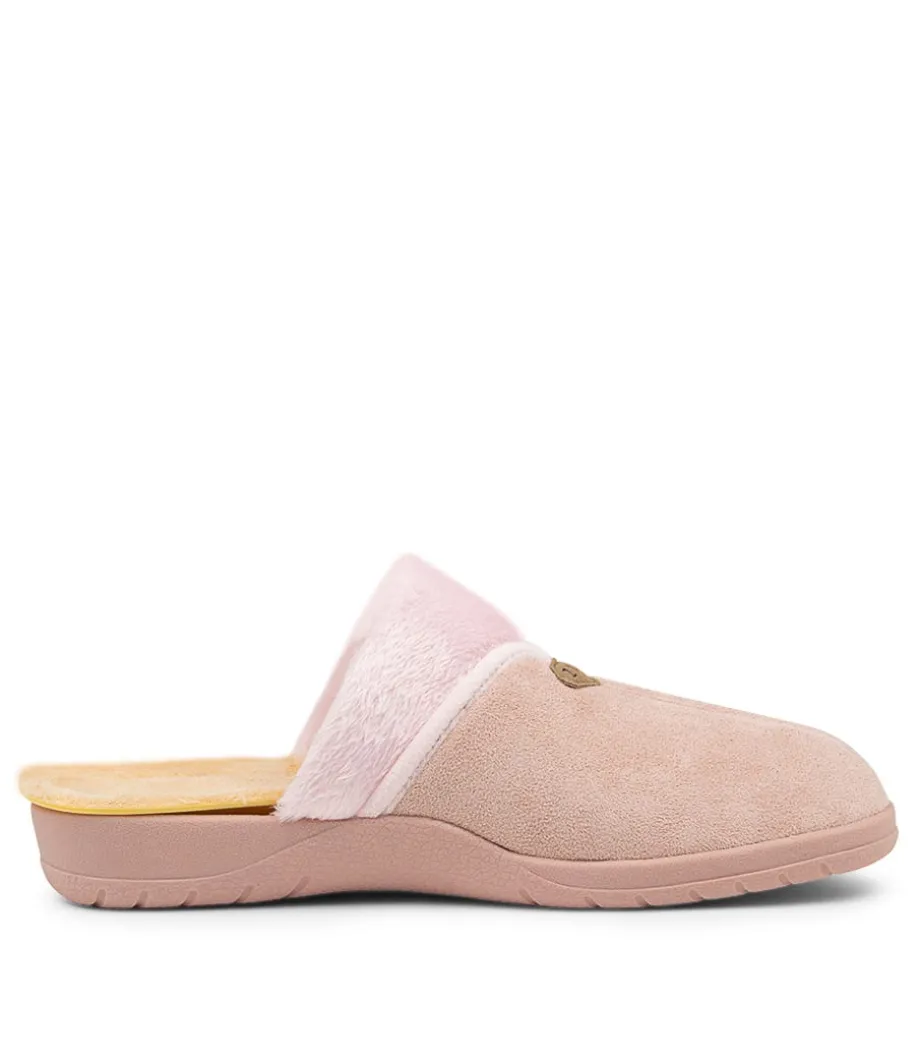 Comfy W Pale Pink Microsuede Slippers