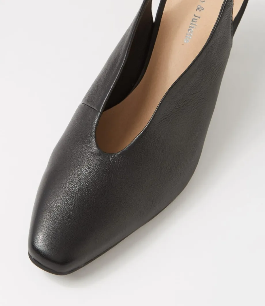 Congon Black Leather Heels