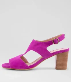 Coral Magenta Suede Sandals