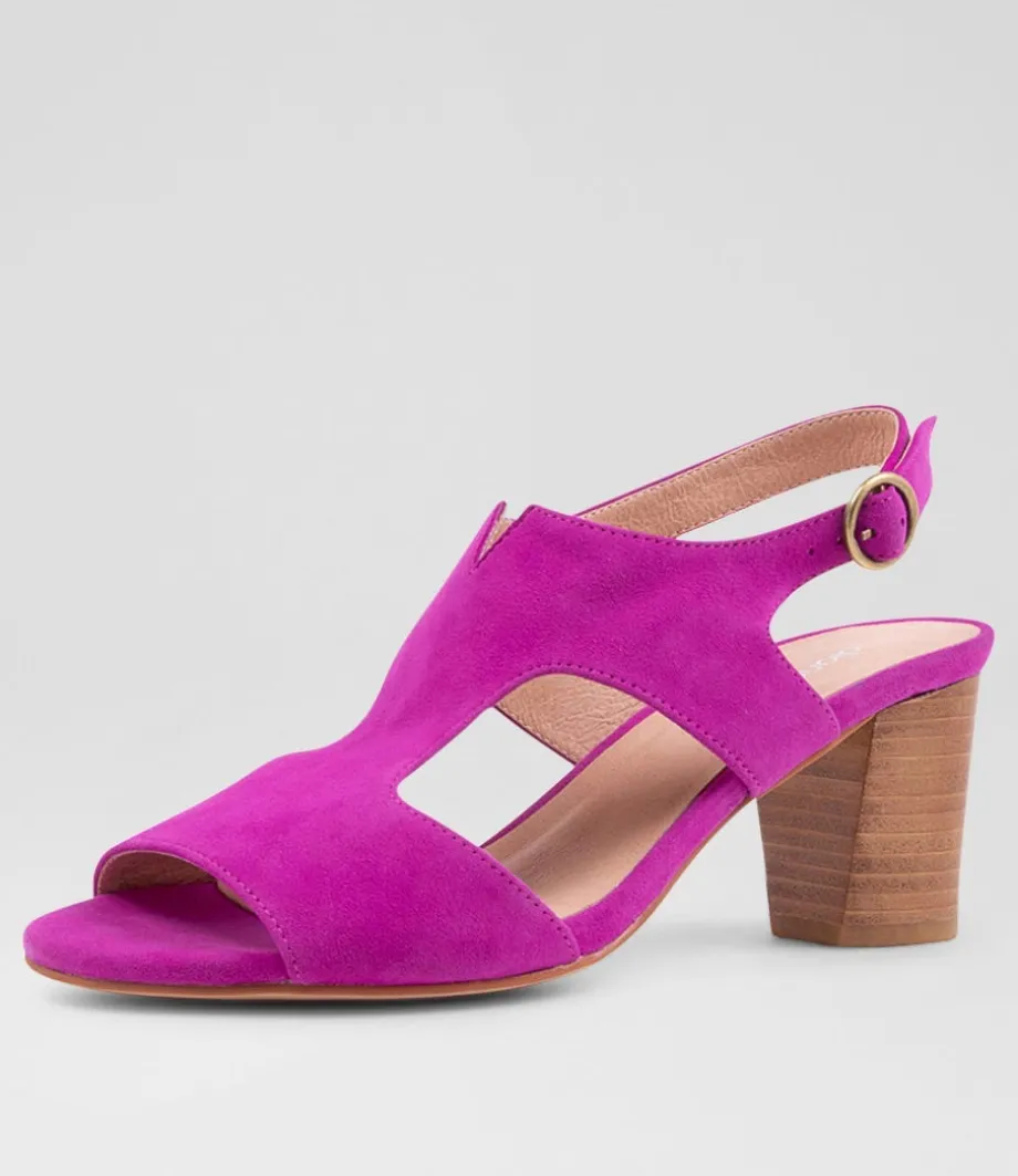 Coral Magenta Suede Sandals