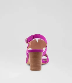 Coral Magenta Suede Sandals