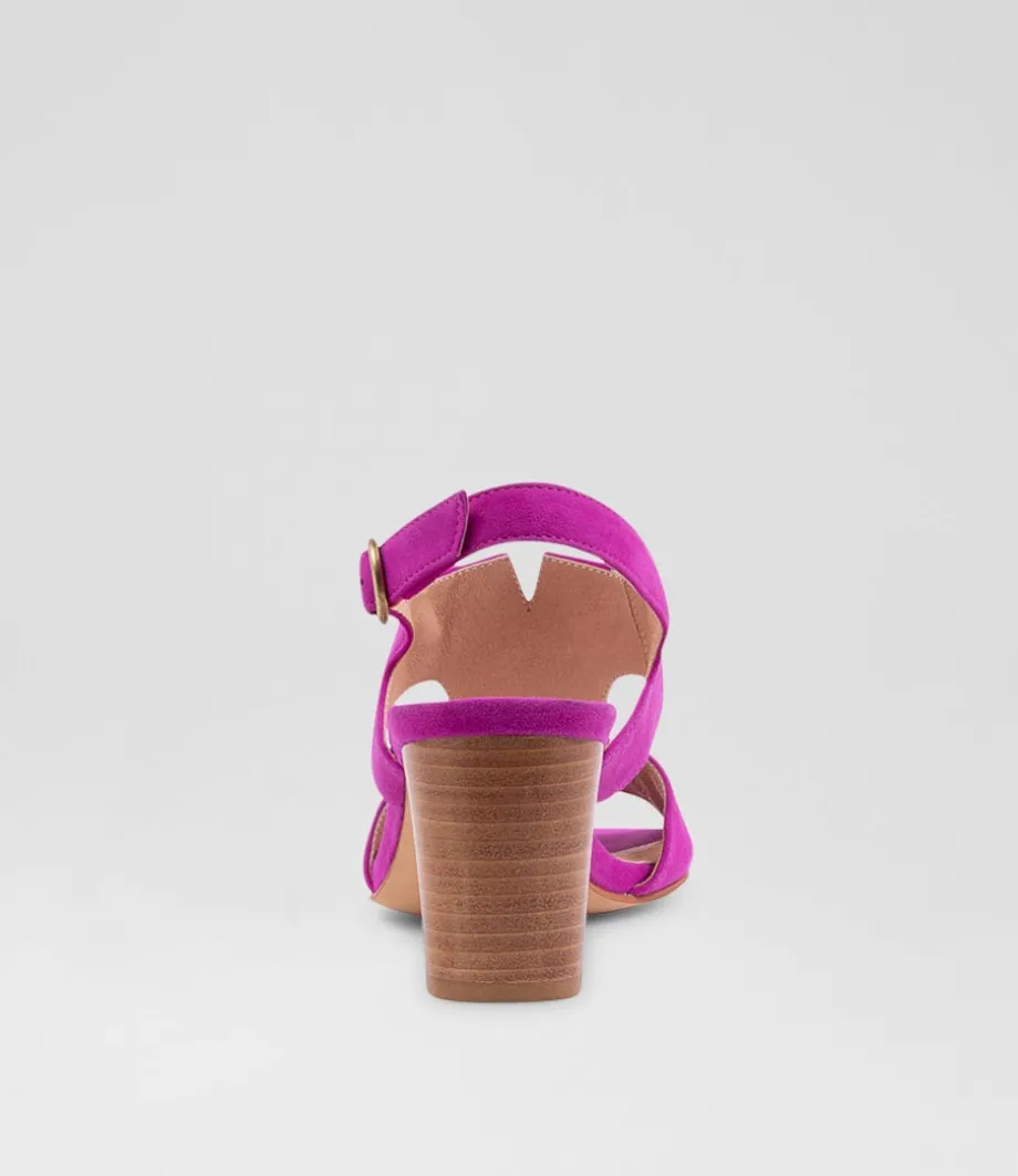 Coral Magenta Suede Sandals