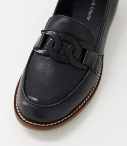 Corina Black Leather Loafers