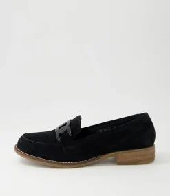 Corina Black Suede Loafers