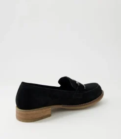 Corina Black Suede Loafers