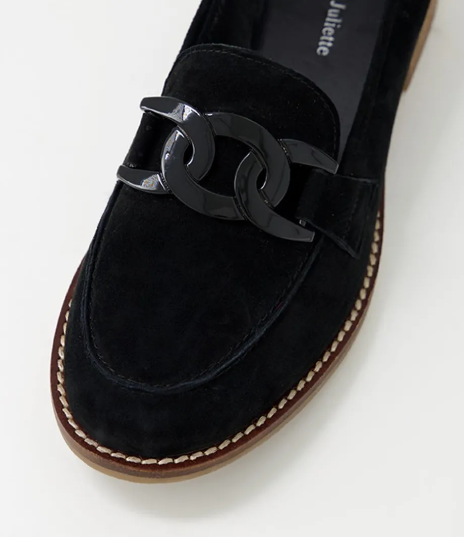 Corina Black Suede Loafers