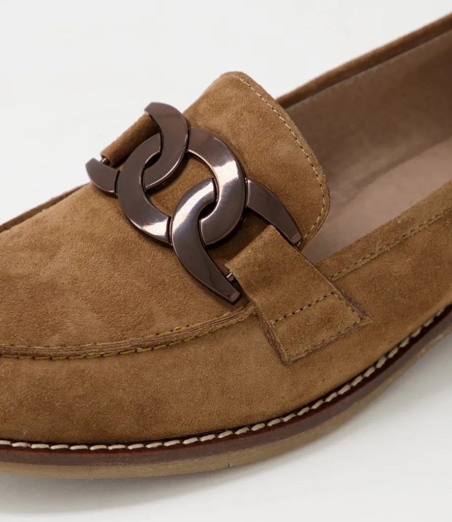 Corina Light Choc Suede Loafers