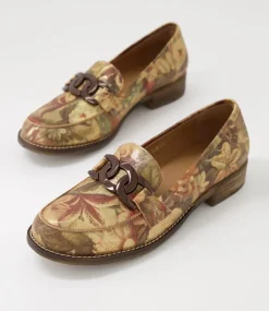 Corina Vintage Metal Floral Leather Loafers