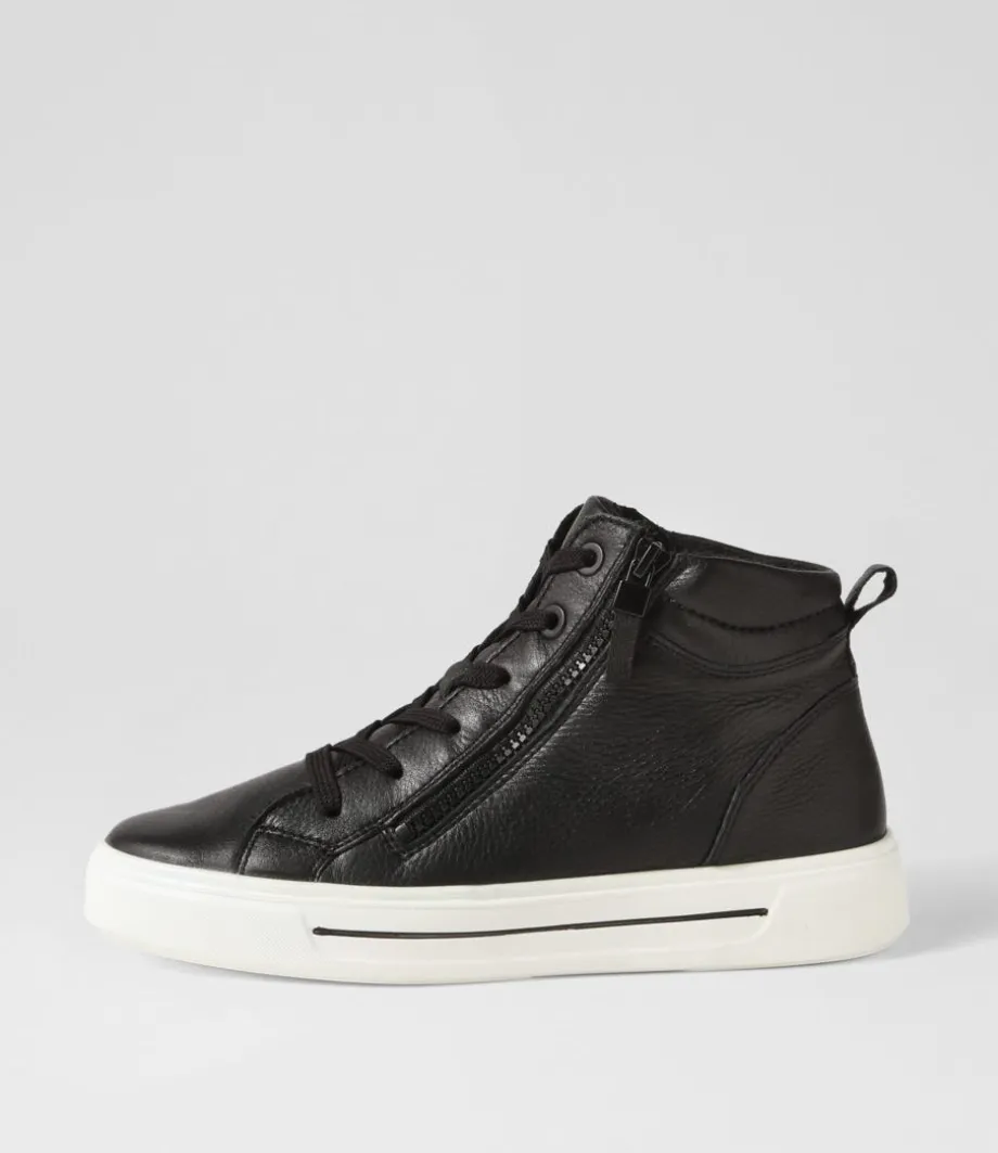 Courtyard 04 Schwarz Leather Lace Up Boots
