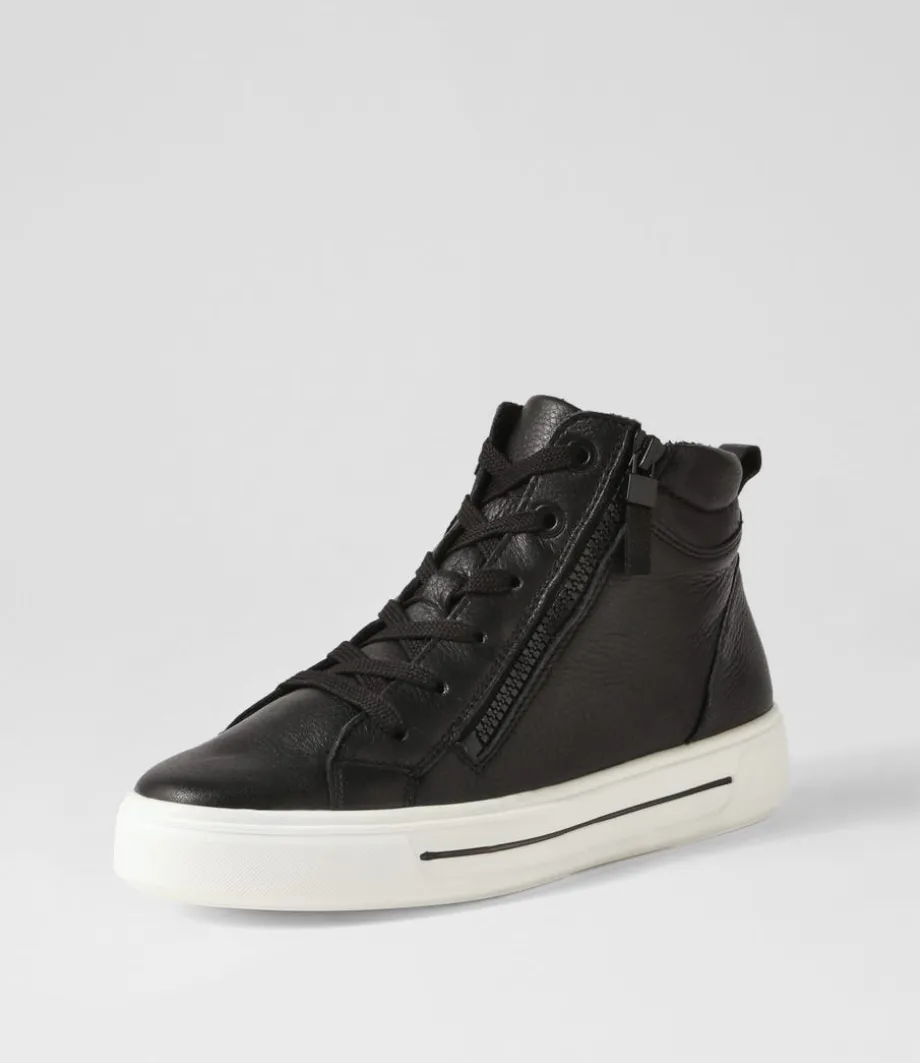 Courtyard 04 Schwarz Leather Lace Up Boots