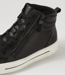 Courtyard 04 Schwarz Leather Lace Up Boots