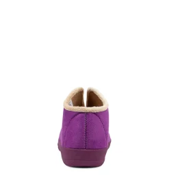 Cuddles W Purple Microsuede Slippers