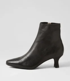 Cutaway Black Almond Leather Ankle Boots