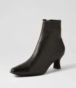 Cutaway Black Almond Leather Ankle Boots