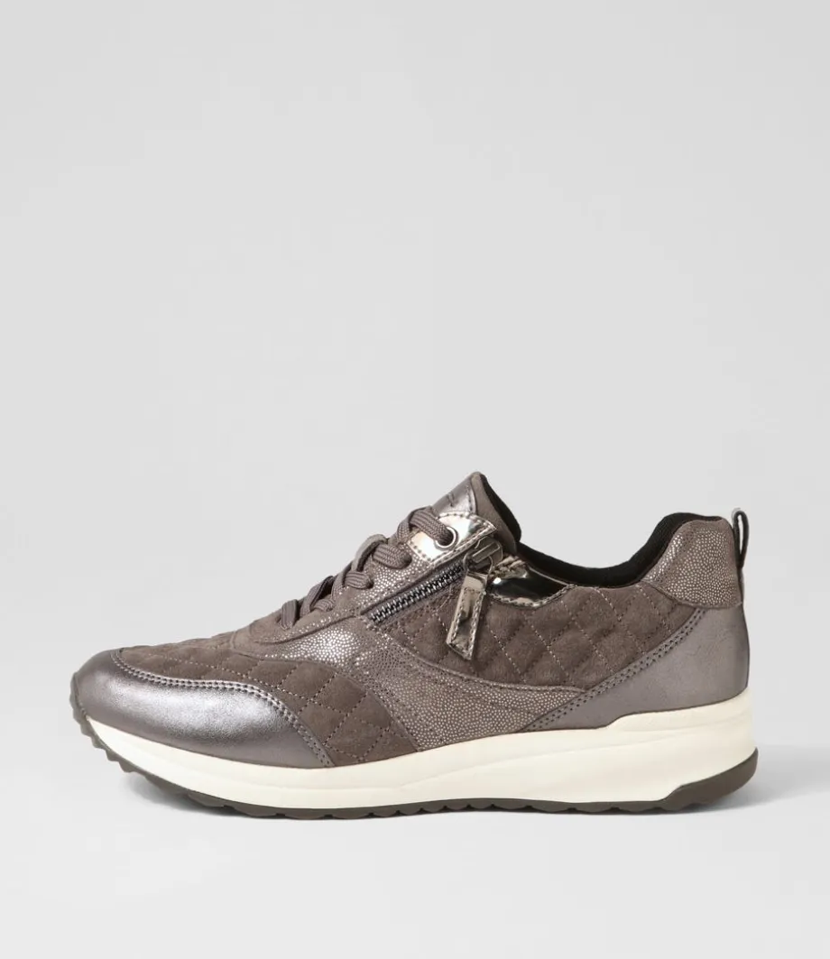 D Airell Az Dark Grey Suede Leather Sneakers