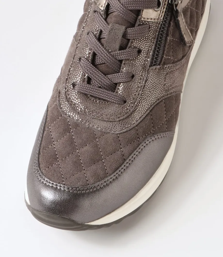 D Airell Az Dark Grey Suede Leather Sneakers