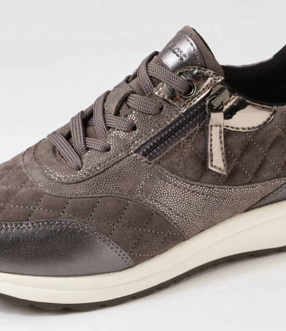 D Airell Az Dark Grey Suede Leather Sneakers