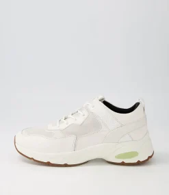 D Alhour A White Leather Suede Sneakers