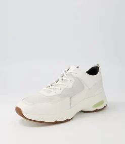 D Alhour A White Leather Suede Sneakers