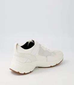 D Alhour A White Leather Suede Sneakers