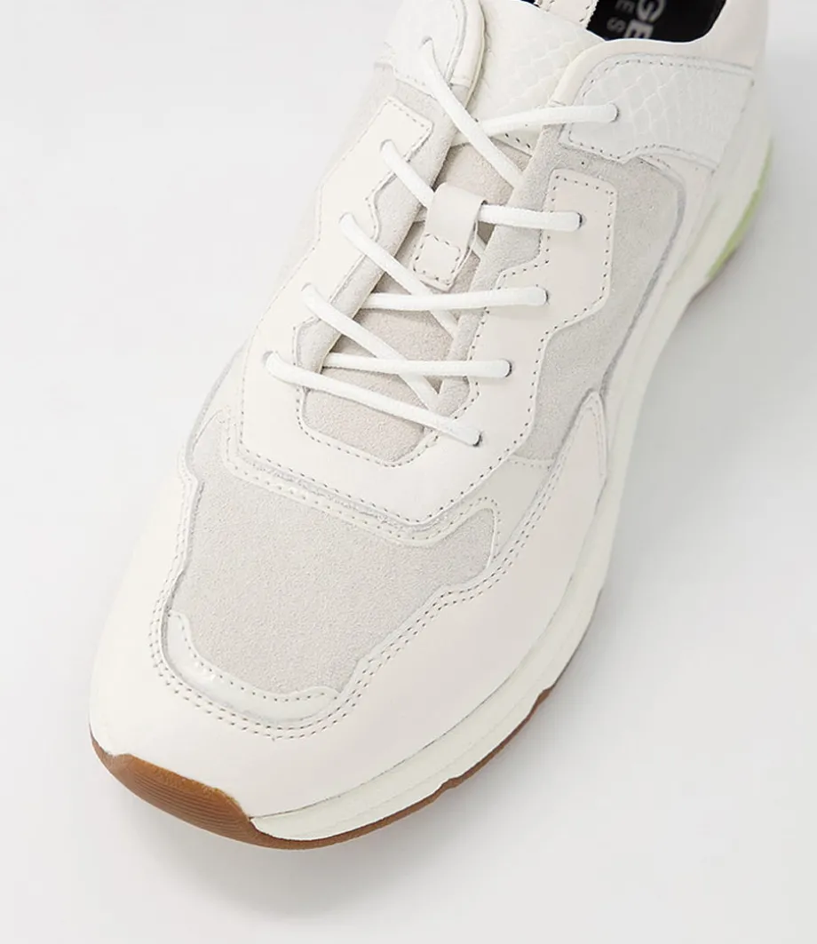 D Alhour A White Leather Suede Sneakers