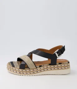 D Eolie D Black Leather Sandals