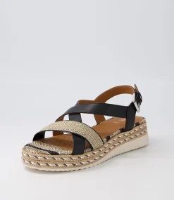 D Eolie D Black Leather Sandals