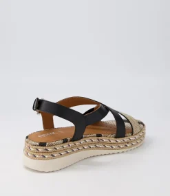 D Eolie D Black Leather Sandals