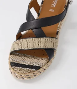 D Eolie D Black Leather Sandals