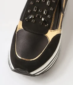 D Kency B Black Suede Leather Sneakers
