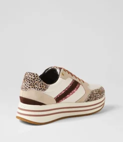 D Kency Off White Light Taupe Leather Suede Sneakers