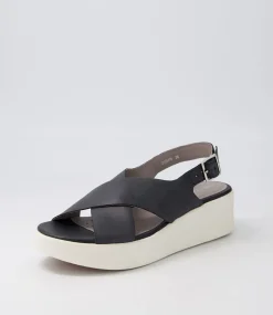 D Laudara B Black Leather Sandals