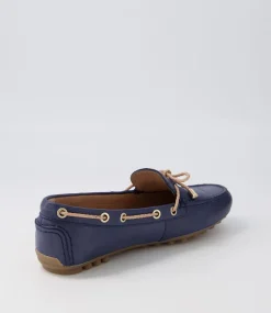 D Leelyan C Blue Sand Leather Flat Shoes