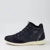 D Myria A Navy Blue Suede Leather Sneakers