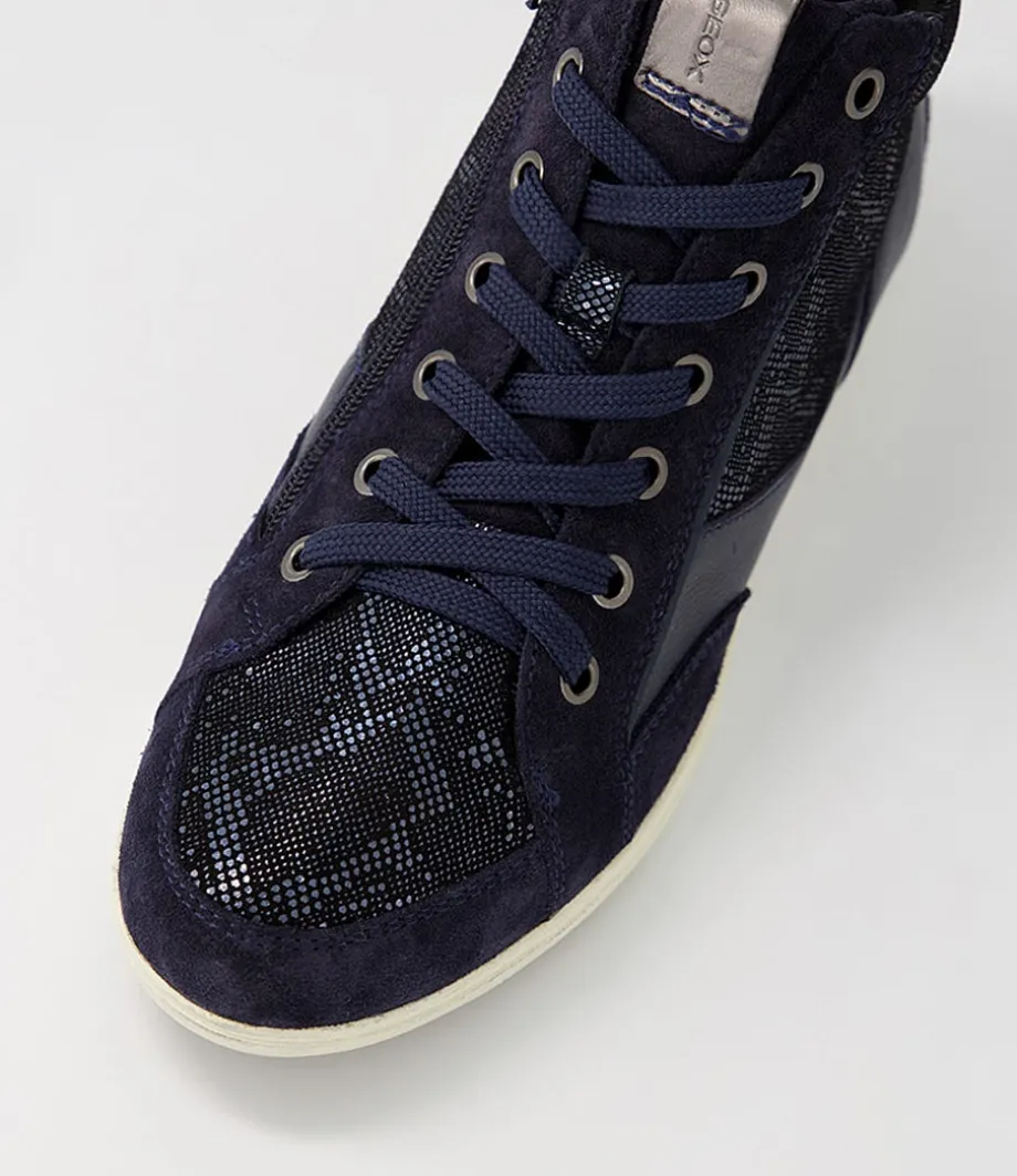 D Myria A Navy Blue Suede Leather Sneakers