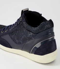 D Myria A Navy Blue Suede Leather Sneakers