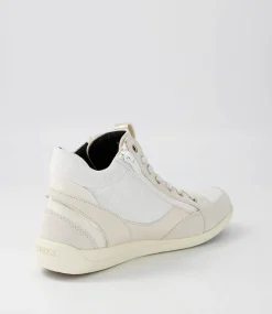 D Myria A Off White Suede Leather Sneakers