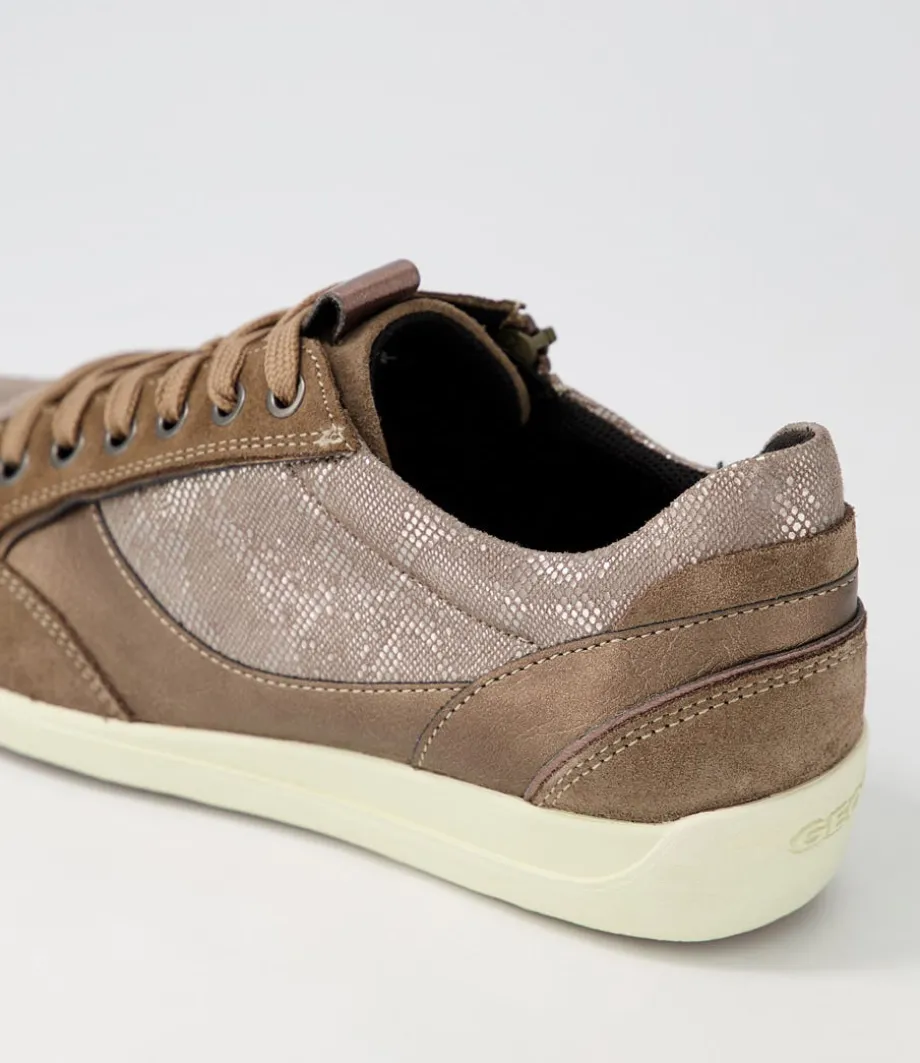 D Myria B Dark Beige Suede Leather Sneakers